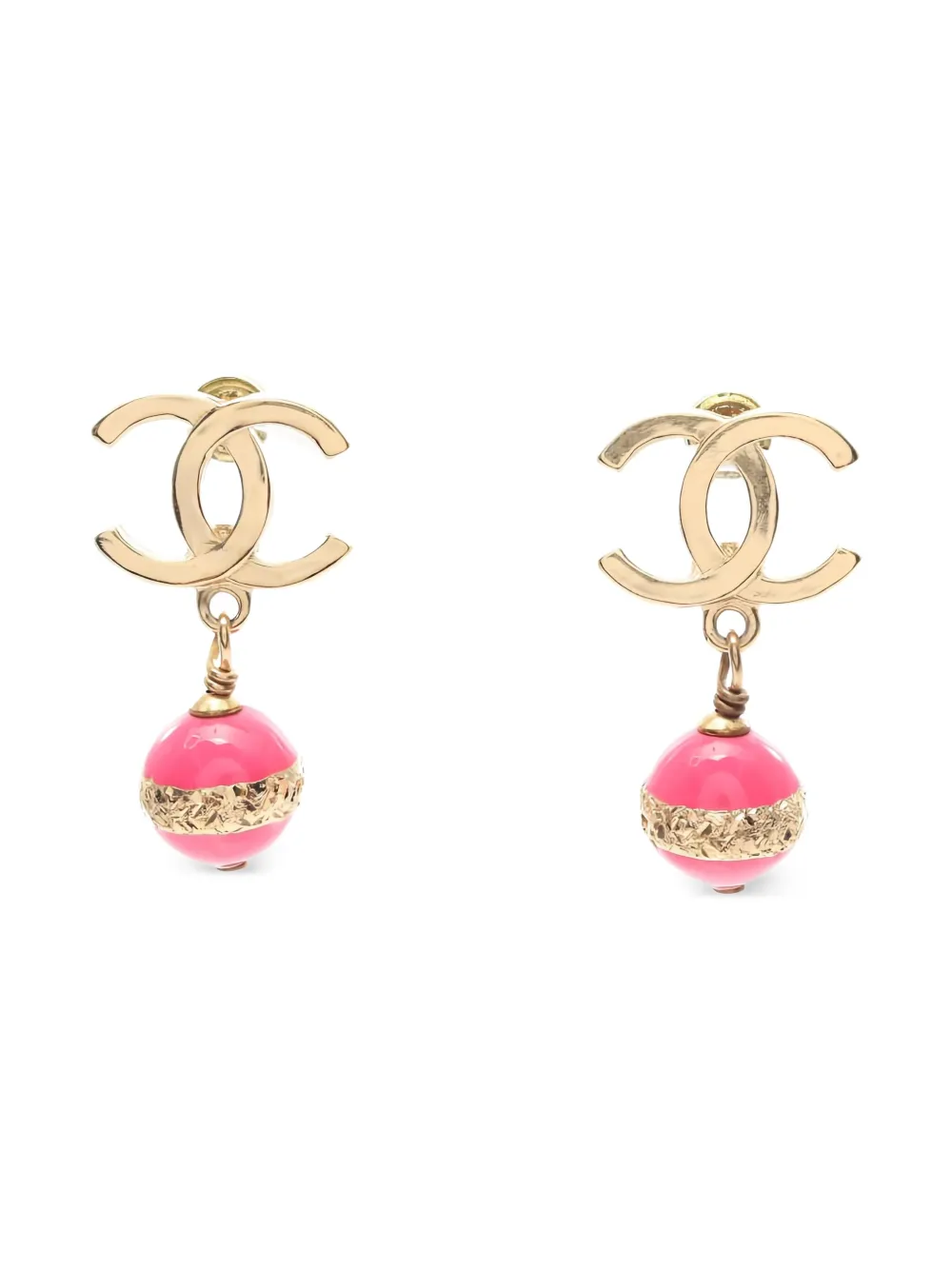 CHANEL Pre-Owned 1986-1988 CC-logo bead earrings | Gold | Image 1