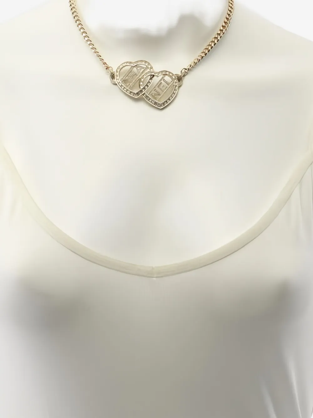 Pre-owned Chanel Logo-rhinestone Necklace In Gold