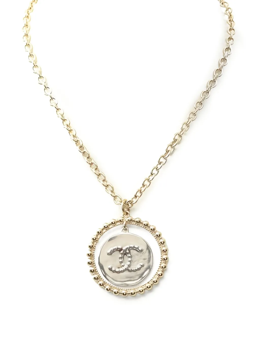 CHANEL Pre-Owned 1986-1988 beaded-circle pendant necklace | Gold | Image 1