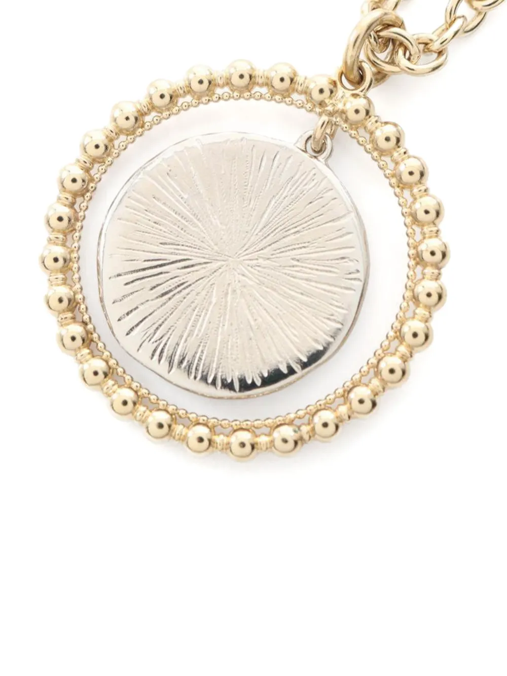 Pre-owned Chanel 1986-1988 Beaded-circle Pendant Necklace In Gold