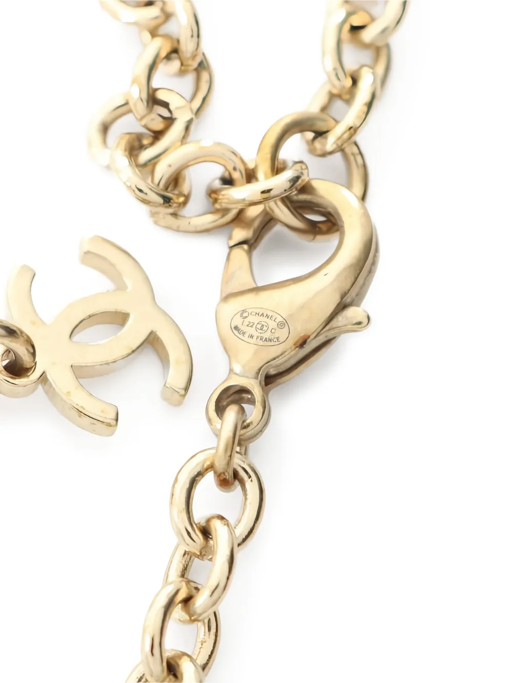 Pre-owned Chanel 1986-1988 Beaded-circle Pendant Necklace In Gold
