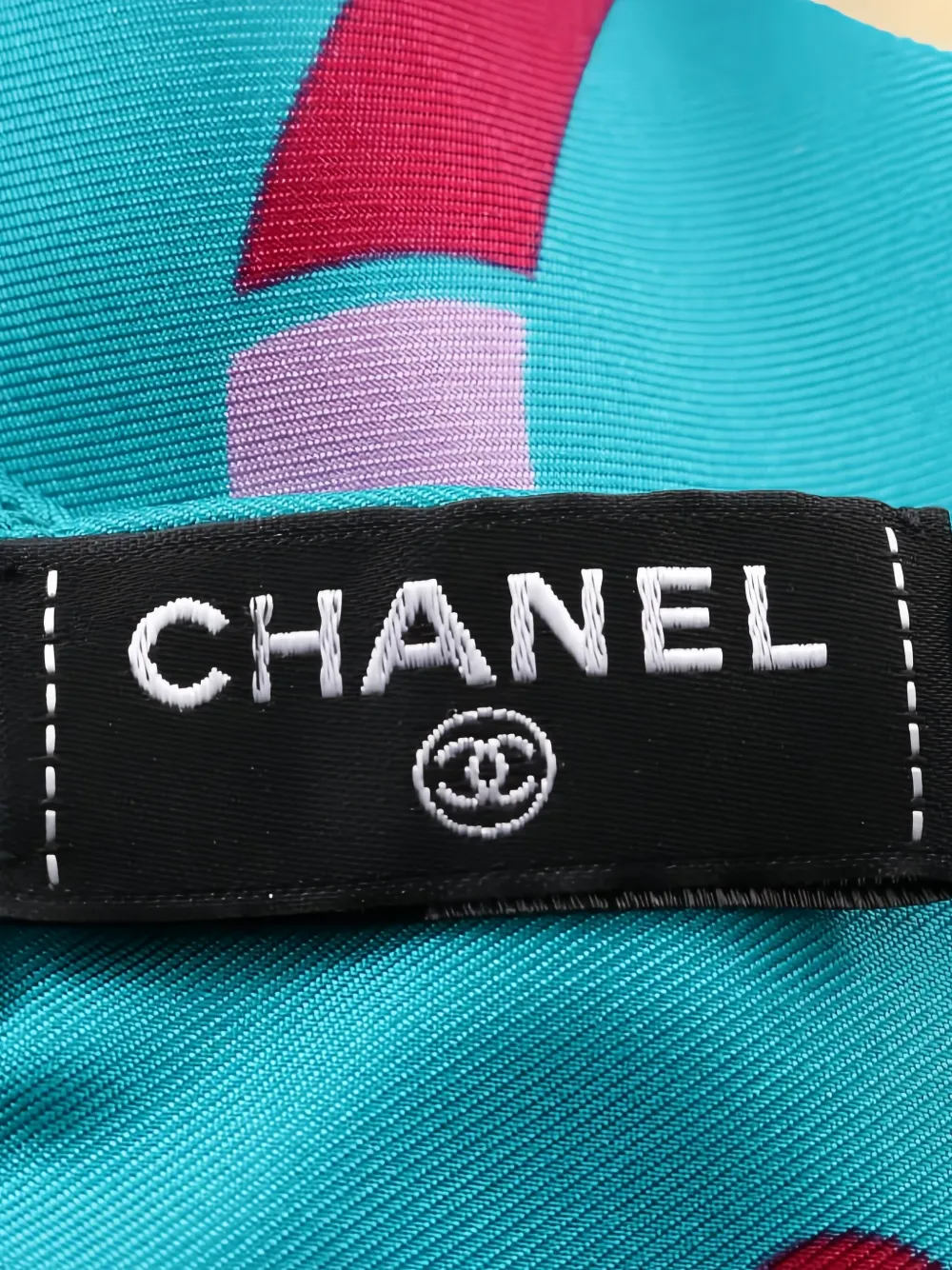 Pre-owned Chanel 1980 Coco Mark Scarf In Blue