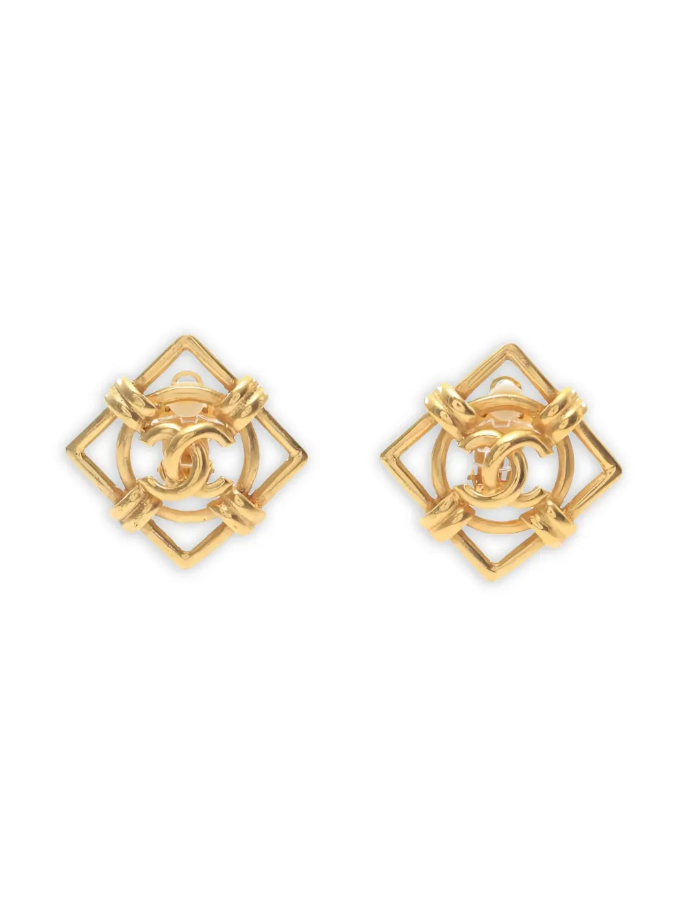 CHANEL Pre-Owned ココマーク スクエアピアス - ゴールドトーン