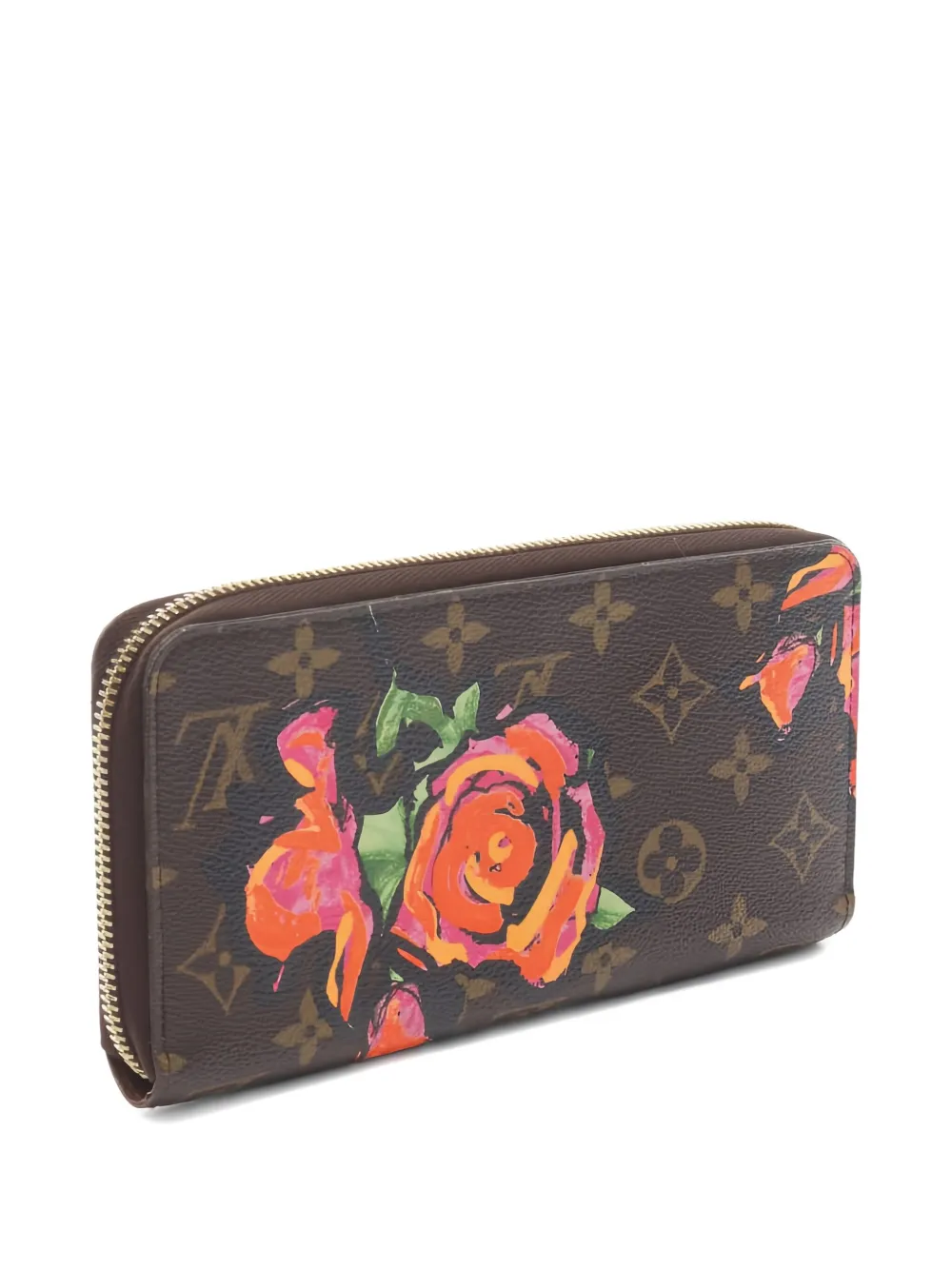 Pre-owned Louis Vuitton Monogram Rose-print Wallet In Brown
