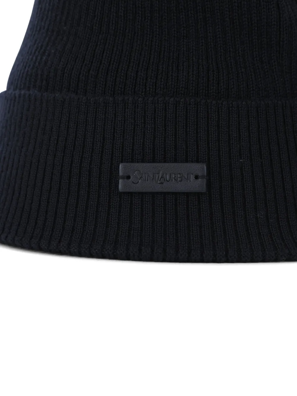 Saint Laurent Ribbed Wool Beanie In Black