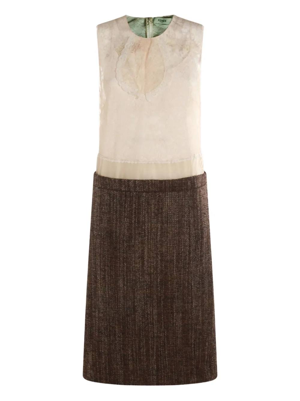 FENDI lace-panel tweed dress | Neutrals | Image 1