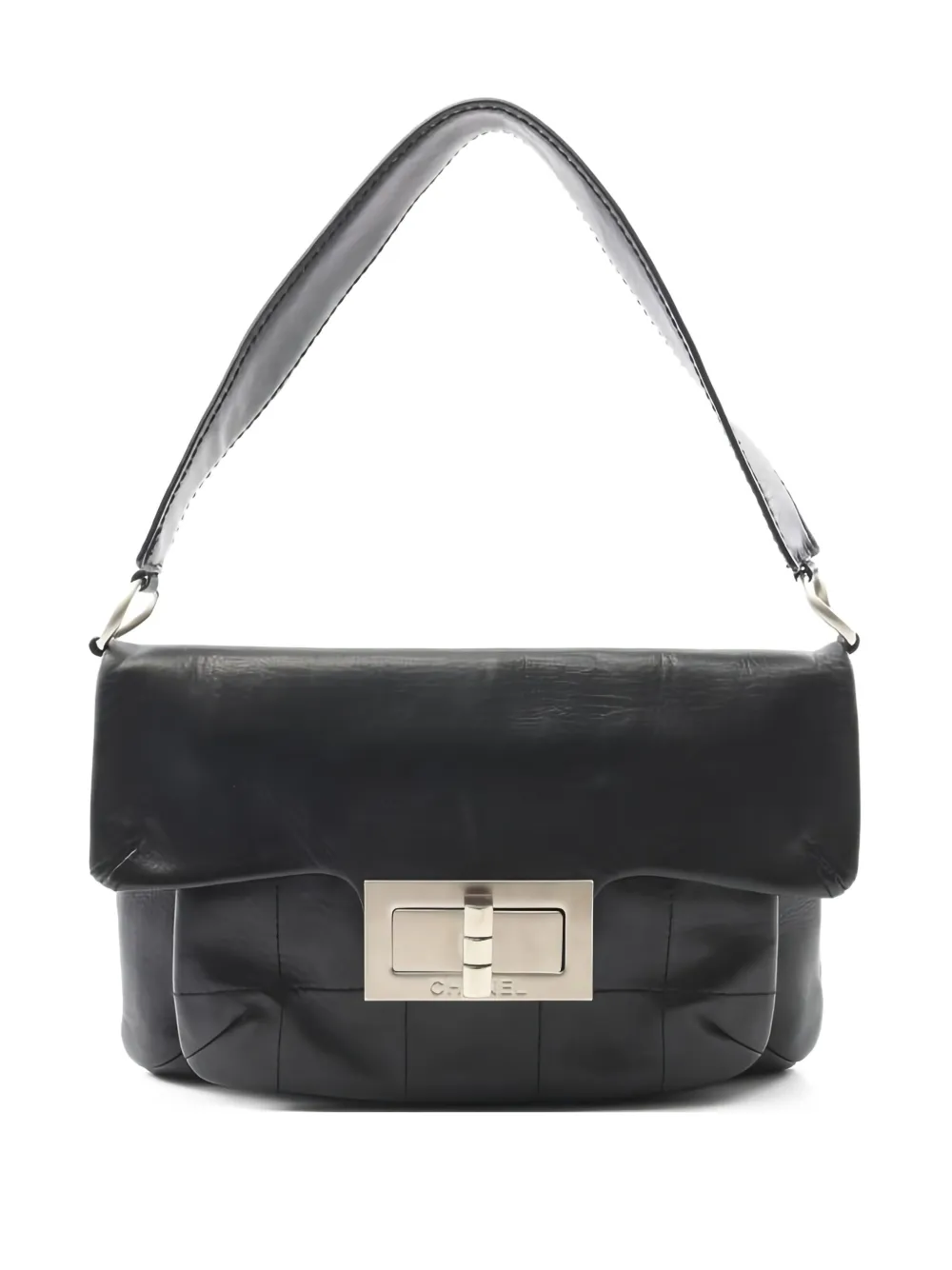 CHANEL Pre-Owned 2003-2004 2.55 チョコバーフラップ ショルダーバッグ - ブラック CHANEL Pre-Owned 2003-2004 2.55 チョコバーフラップ ショルダーバッグ - ブラック