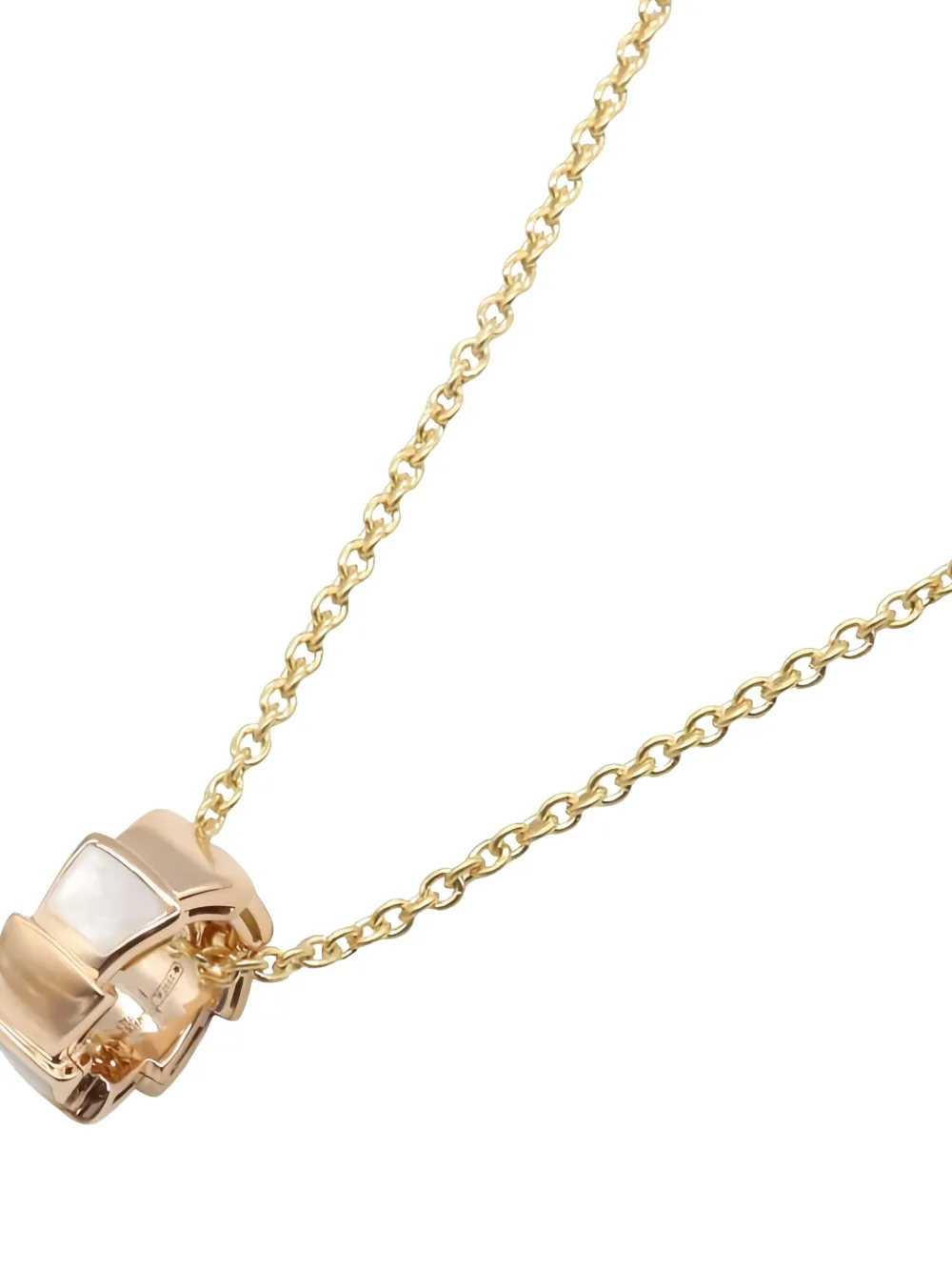 Pre-owned Bvlgari 18k Yellow Gold Serpenti Viper Mother Of Pearl Necklace