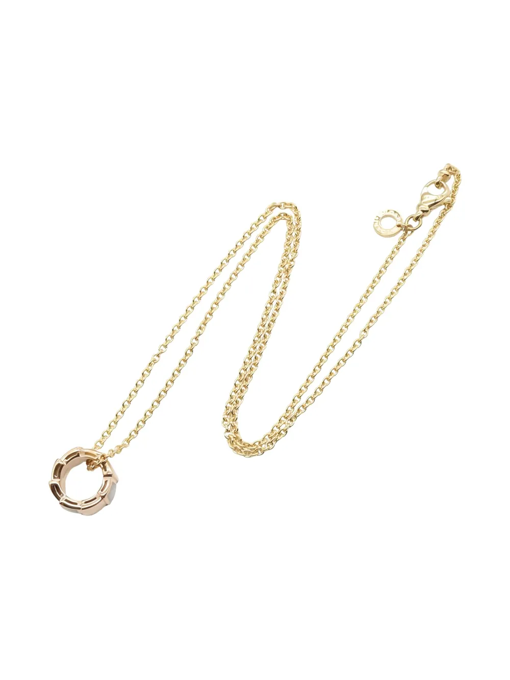 Pre-owned Bvlgari 18k Yellow Gold Serpenti Viper Mother Of Pearl Necklace