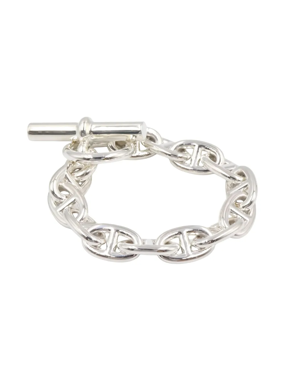 Pre-owned Hermes Chaîne D'ancre Mm Bracelet In Silver
