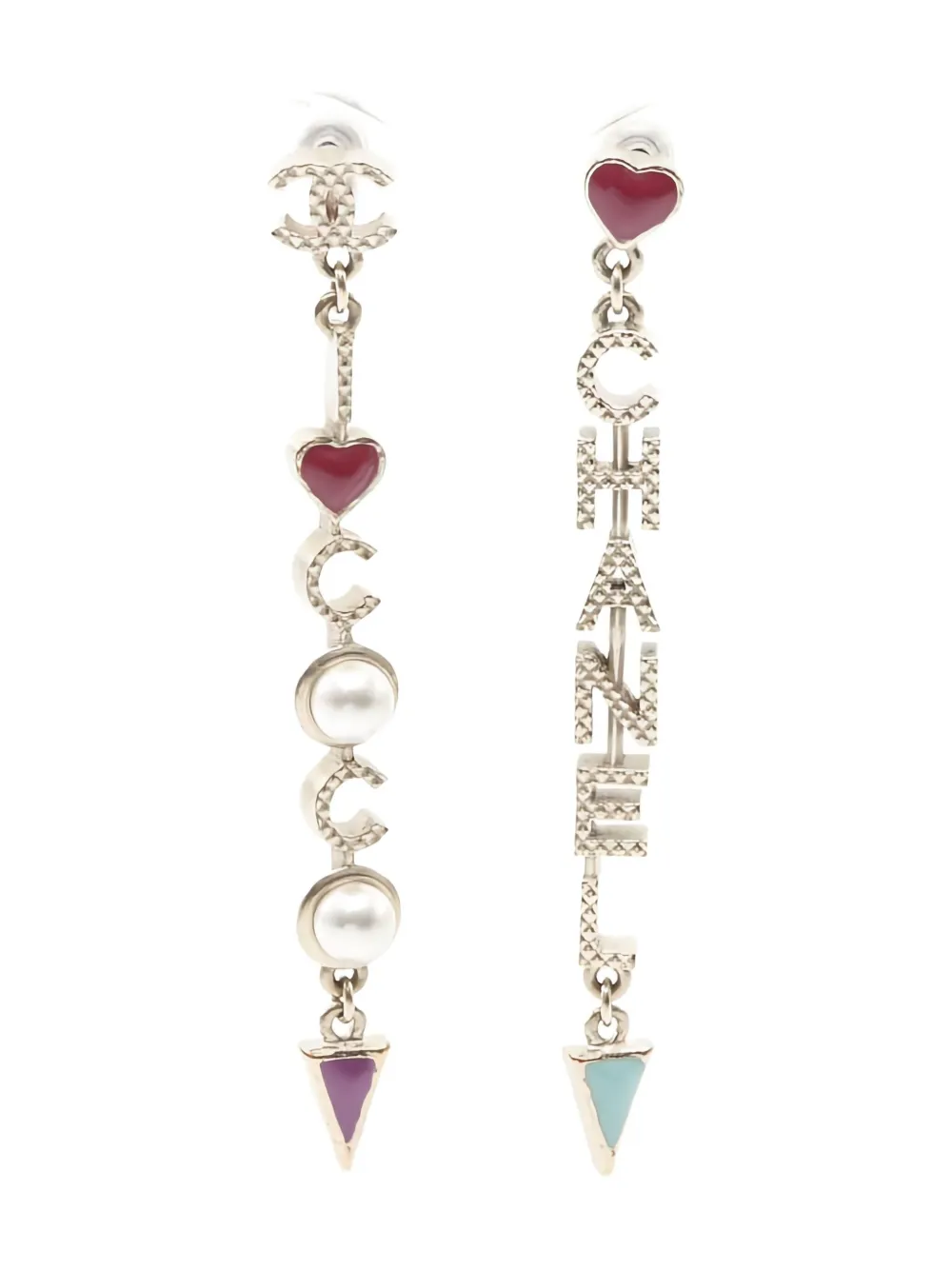 CHANEL Pre-Owned 1980's Coco Mark drop earrings | Silver | Image 1