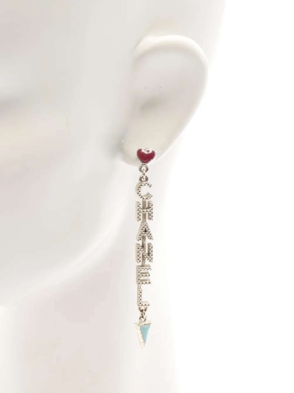 Pre-owned Chanel 1980's Coco Mark Drop Earrings In Silver