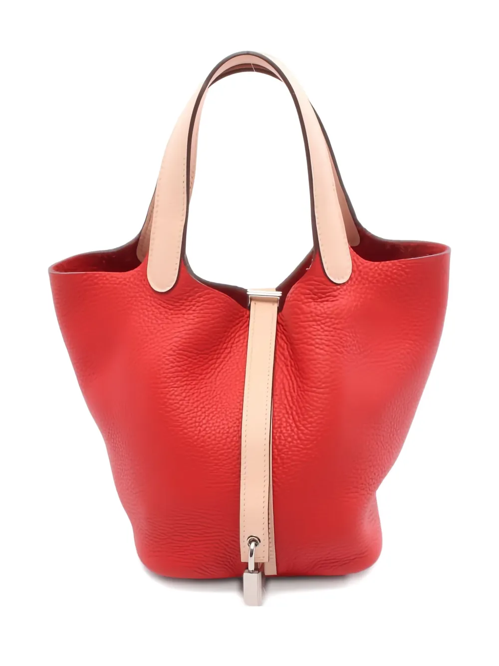 Pre-owned Hermes 2016 Picotin Lock Touch Leather Tote Bag In Red