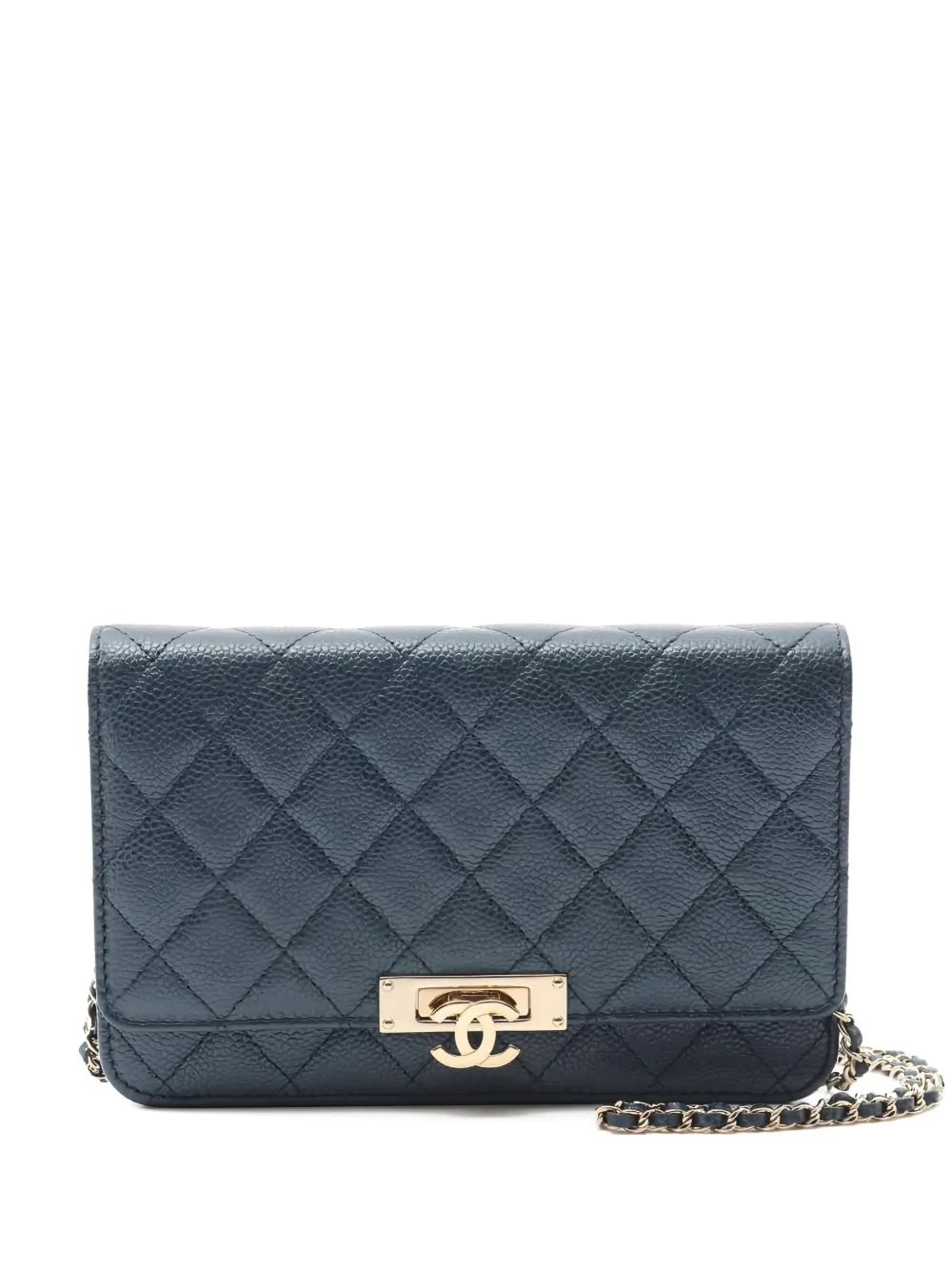 CHANEL Pre-Owned diamond-quilted chain wallet | Blue | Image 1
