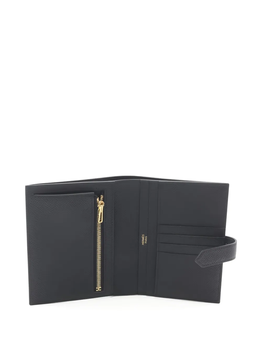 Pre-owned Hermes Bearn Compact Bi-fold Wallet In Black