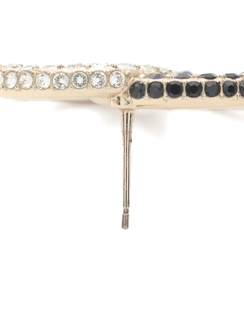 Pre-owned Chanel Cc-mark Rhinestone Earrings In Gold