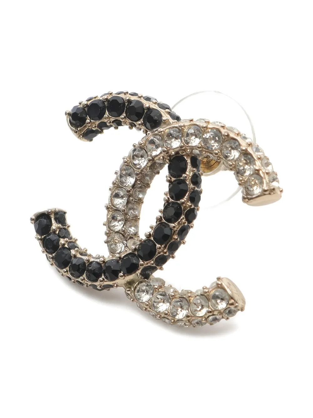 CHANEL Pre-Owned ココマーク ラインストーン ピアス - ゴールドトーン CHANEL Pre-Owned ココマーク ラインストーン ピアス - ゴールドトーン