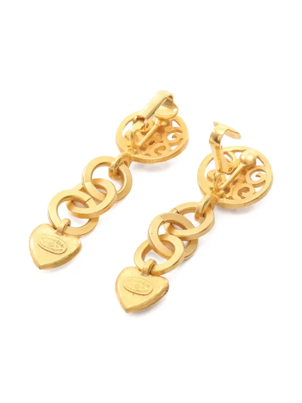 CHANEL Pre-Owned ハートチャーム ドロップピアス