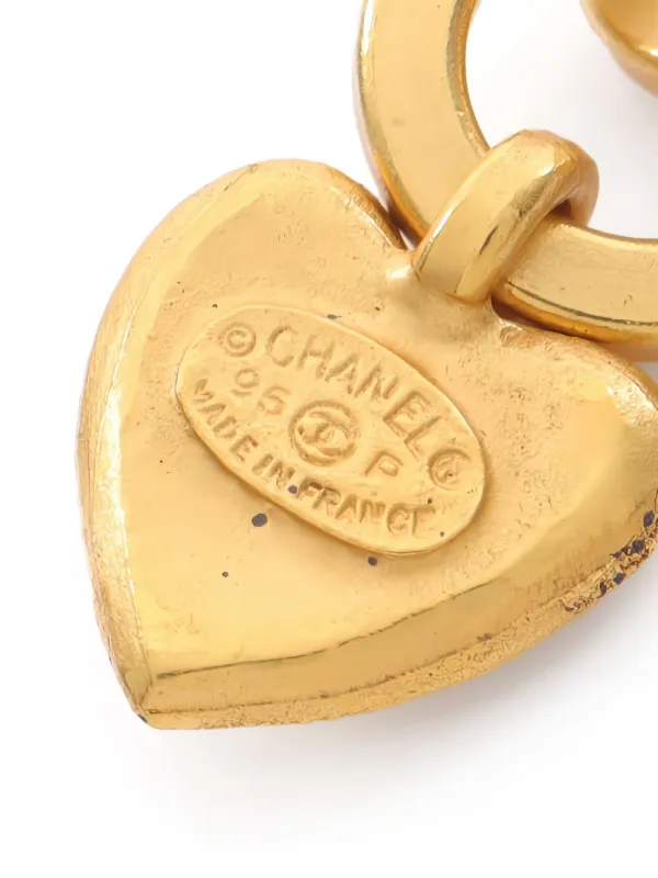 CHANEL Pre-Owned ハートチャーム ドロップピアス | ゴールドトーン 