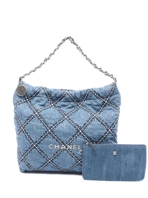 CHANEL Pre-Owned 2021 Chanel 22 quilted denim shoulder bag
