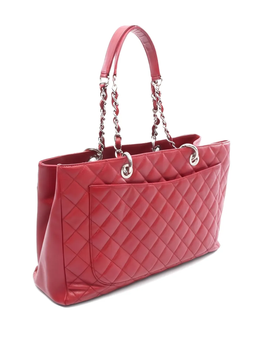 Pre-owned Chanel Interlocking Cc Quilted Tote Bag In Red