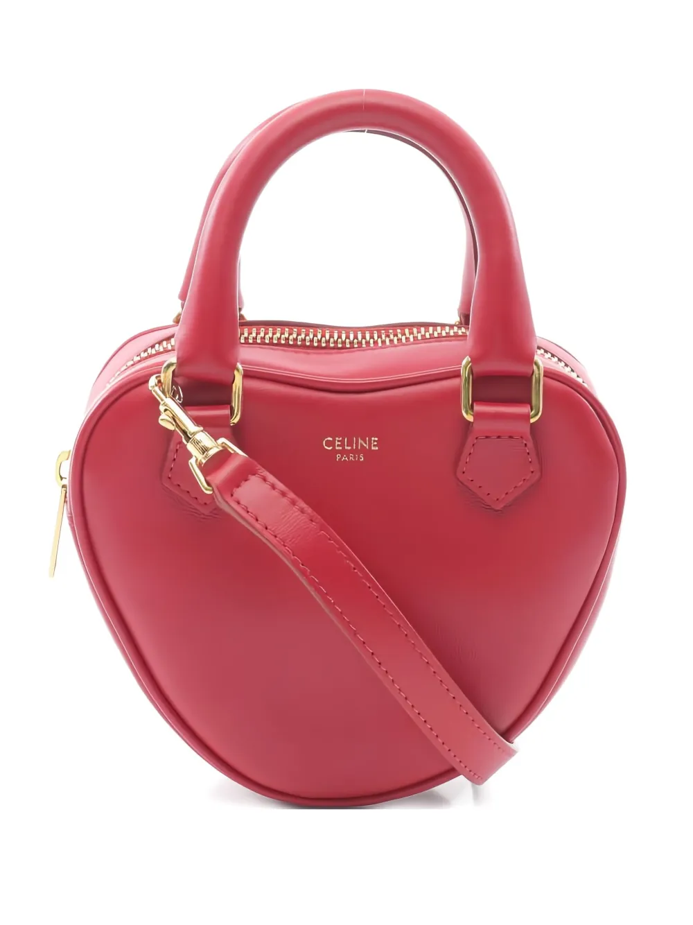 Pre-owned Celine 2010 Medium Heart Handbag In Red