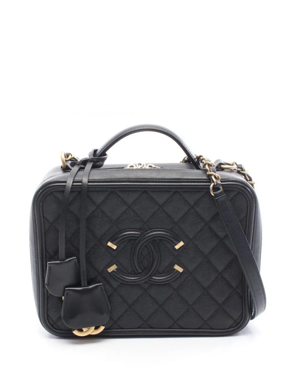 CHANEL Pre-Owned マテラッセ バニティバッグ - ブラック CHANEL Pre-Owned マテラッセ バニティバッグ - ブラック