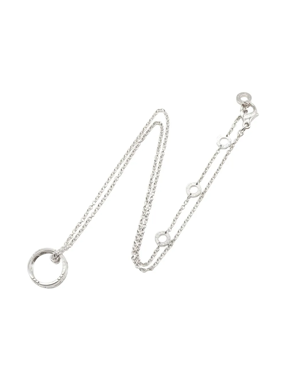 Pre-owned Bvlgari 2010 18kt White Gold Parentesi Necklace In Silver