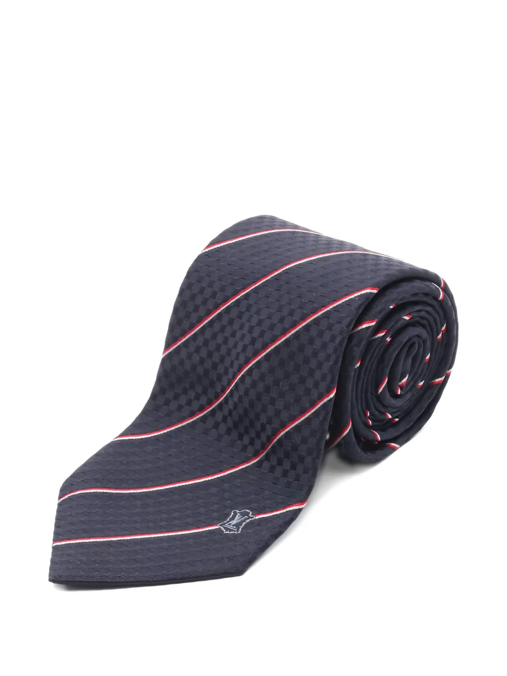 Pre-owned Louis Vuitton Striped Silk Tie In Blue