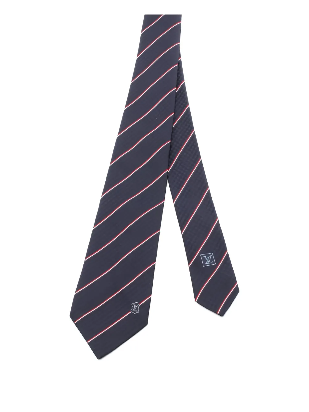 Pre-owned Louis Vuitton Striped Silk Tie In Blue