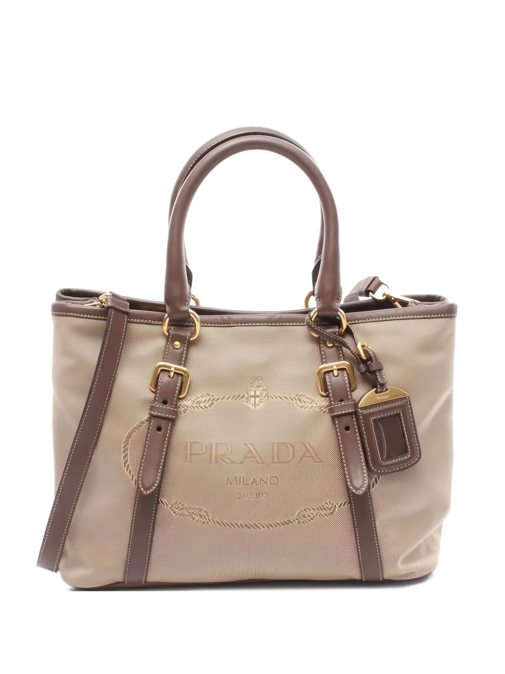 Prada Pre-Owned Borsa tote con logo jacquard - Toni neutri
