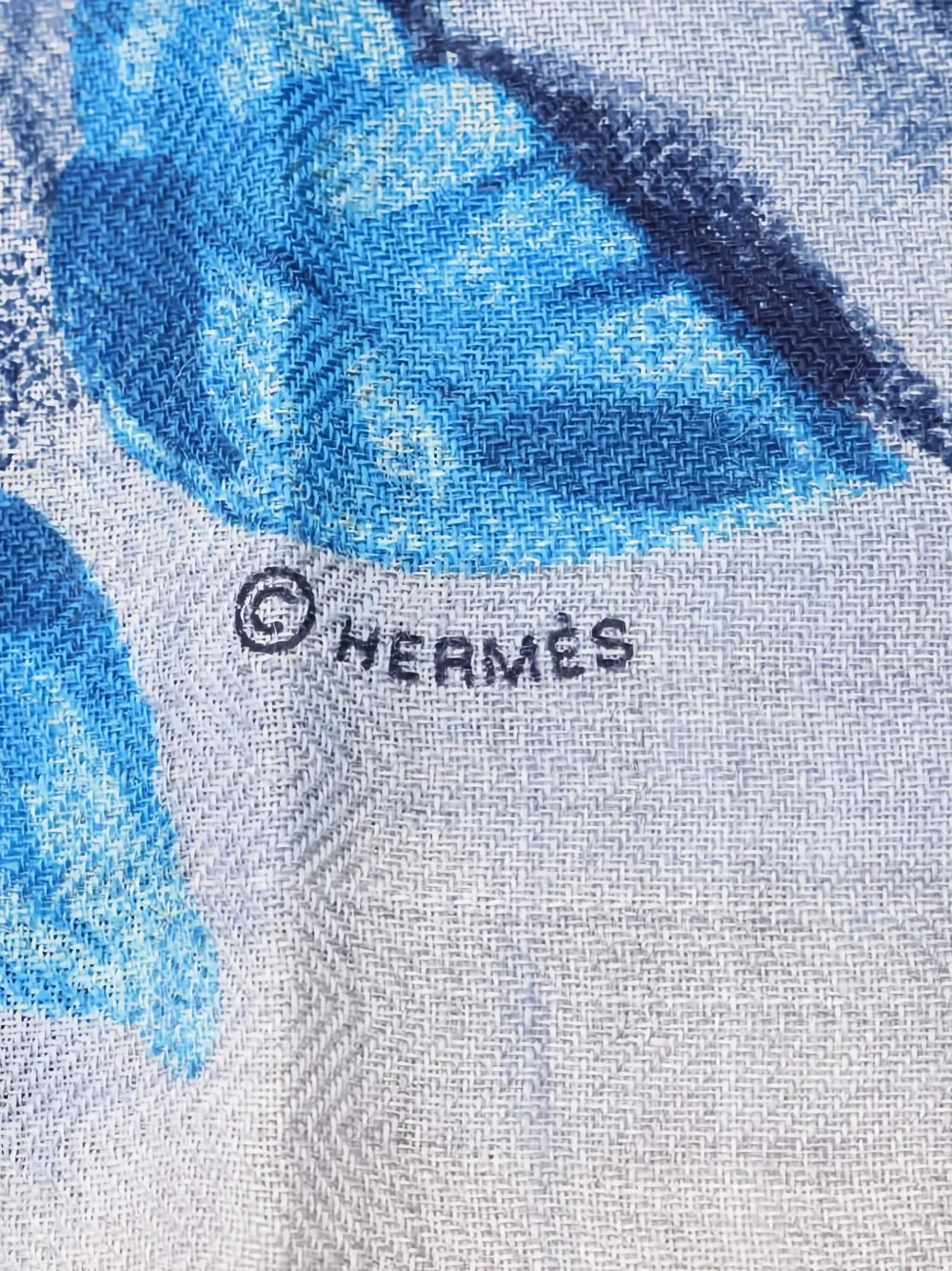 Pre-owned Hermes 1920 Panthera Pardus 140 Scarf In Blue