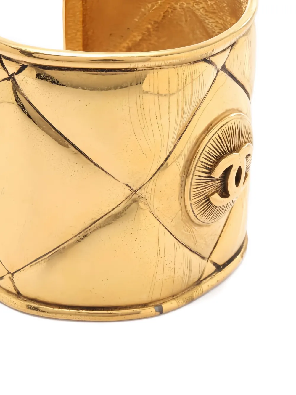 Pre-owned Chanel Coco Mark Logo Bangle In Gold