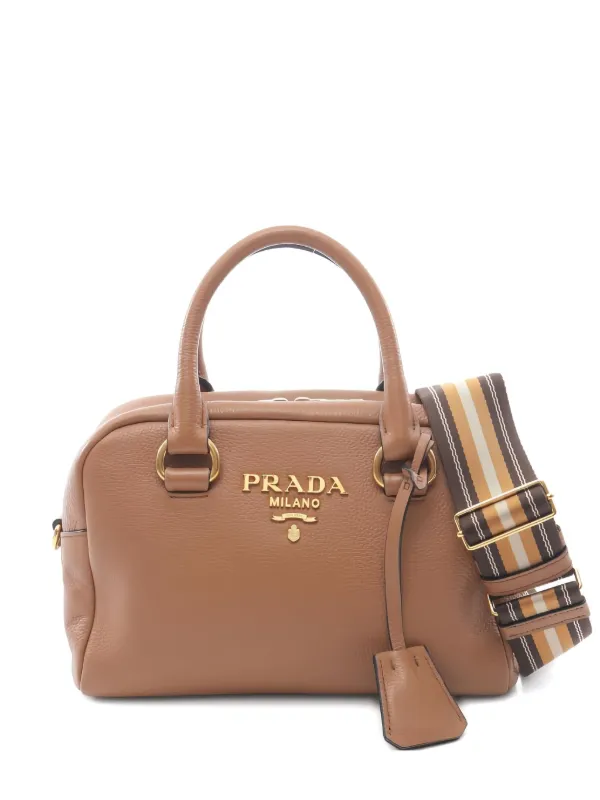 希少 PRADA ブラウン レザー トートバッグ Prada Pre-Owned レザー トートバッグ | ブラウン | FARFETCH JP
