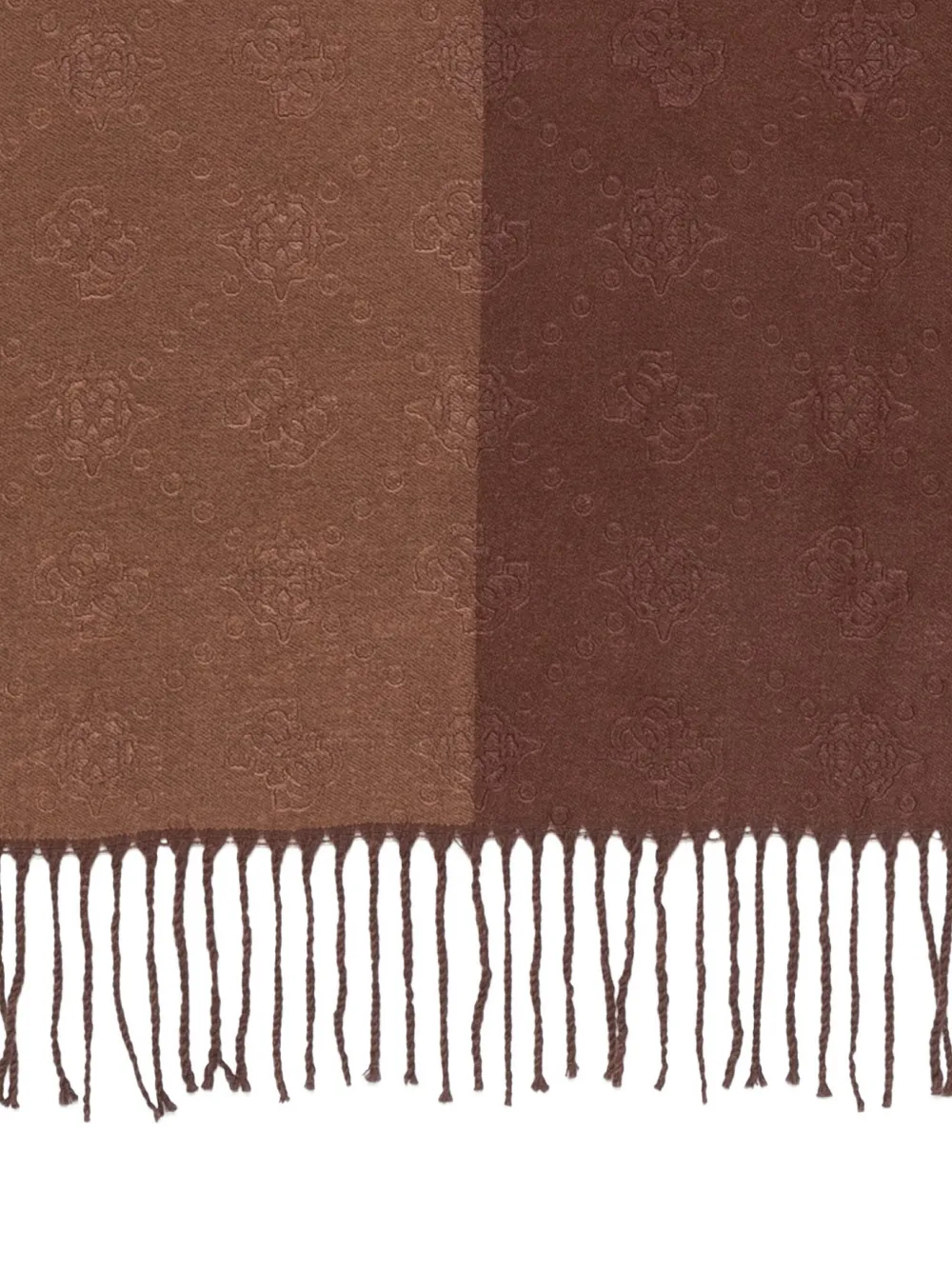 Guess Usa Fringed Patterned Scarf In Brown