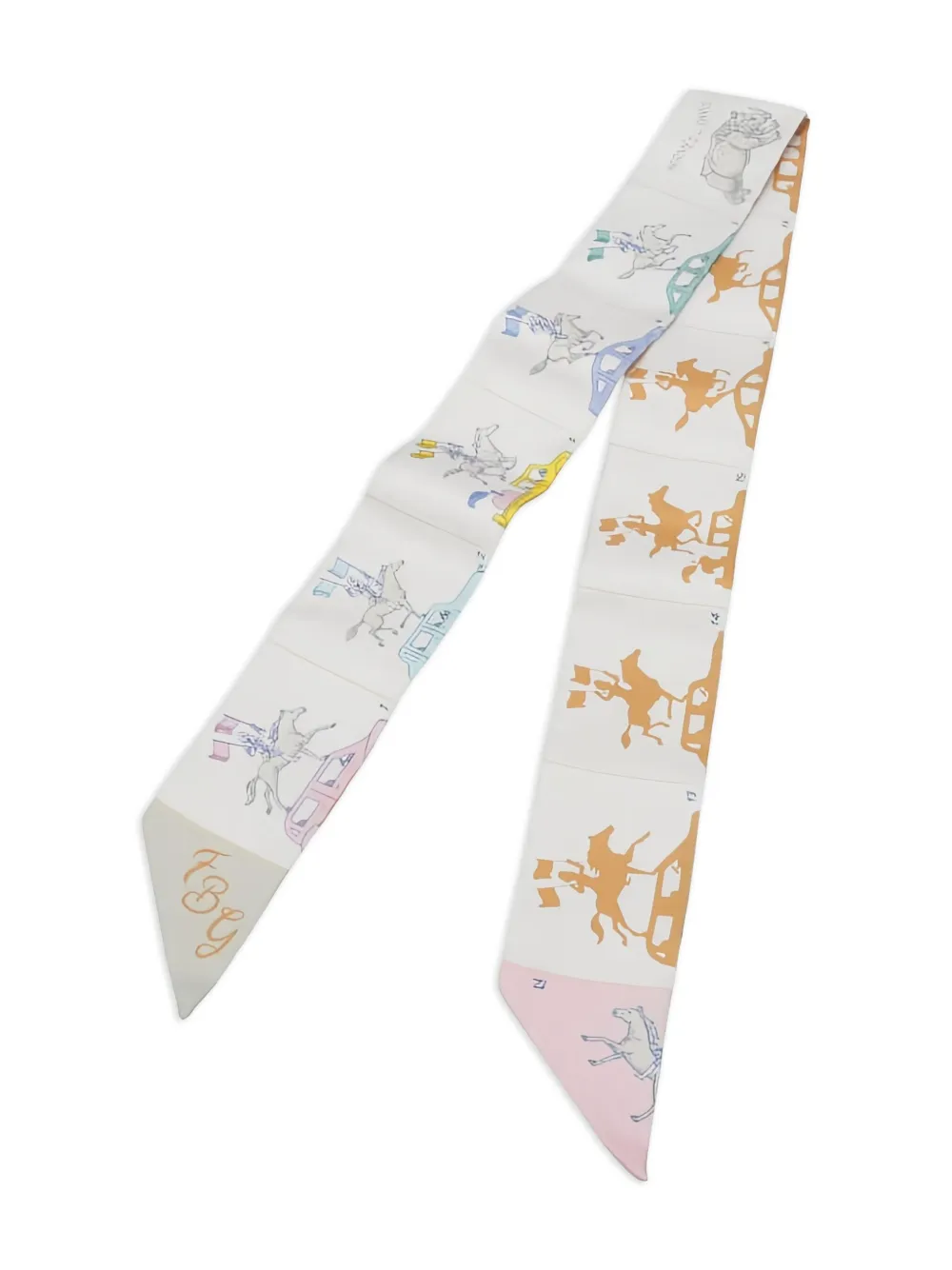 Pre-owned Hermes Parade Ribbon Scarf In Gray
