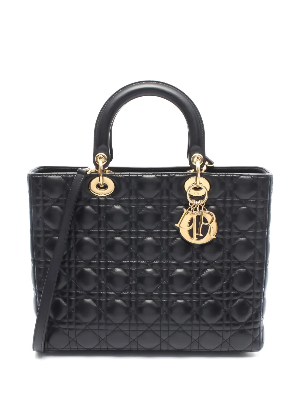 Christian Dior Pre-Owned large Lady Dior tote bag - ブラック Christian Dior Pre-Owned large Lady Dior tote bag - ブラック