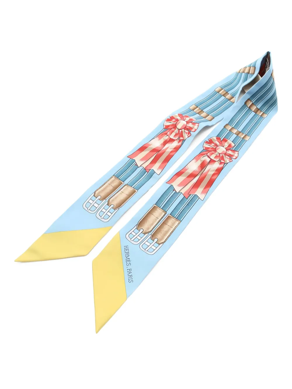 Pre-owned Hermes 1920 Jumping Twilly Scarf In Blue