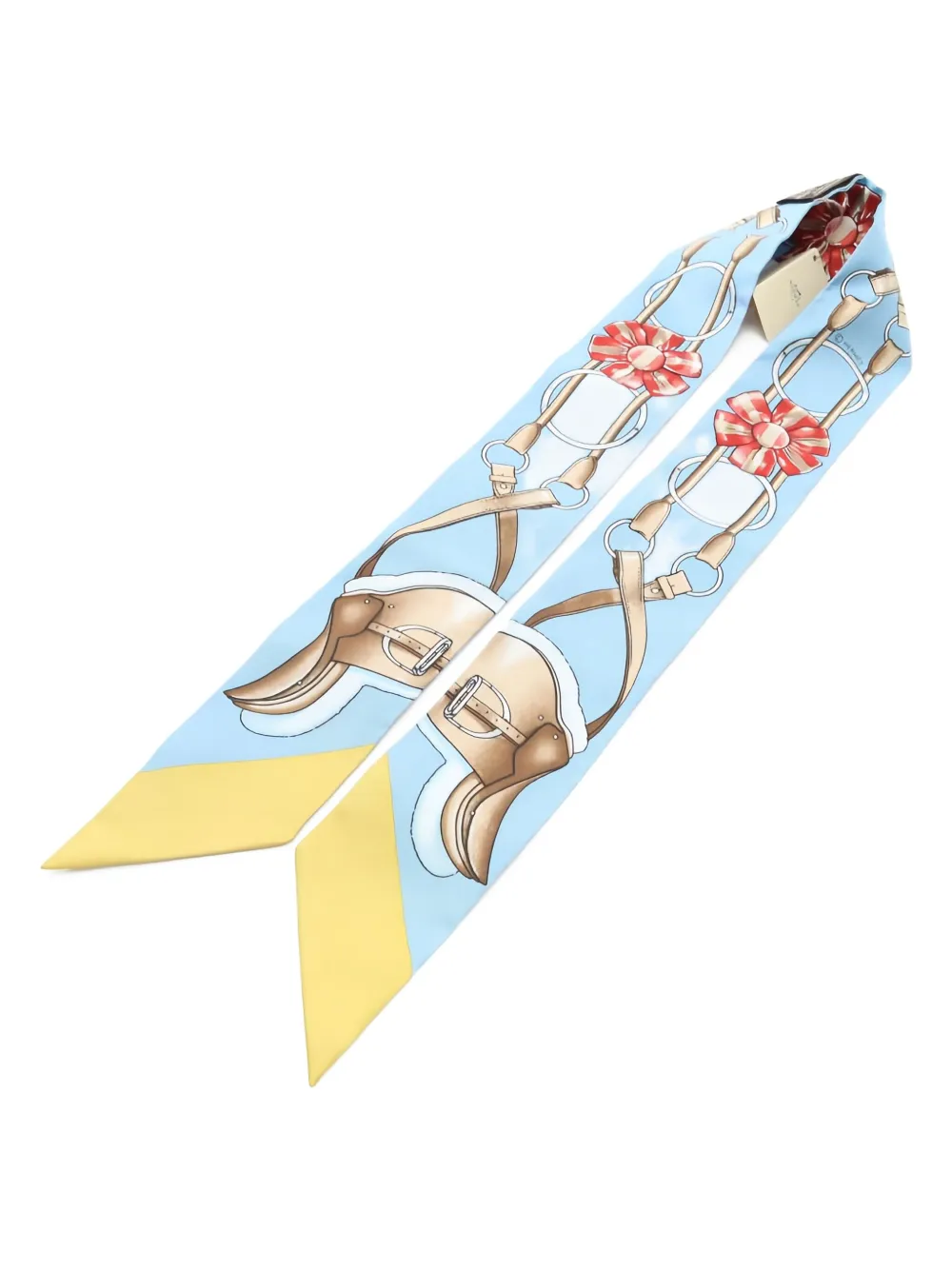 Pre-owned Hermes 1920 Jumping Twilly Scarf In Blue