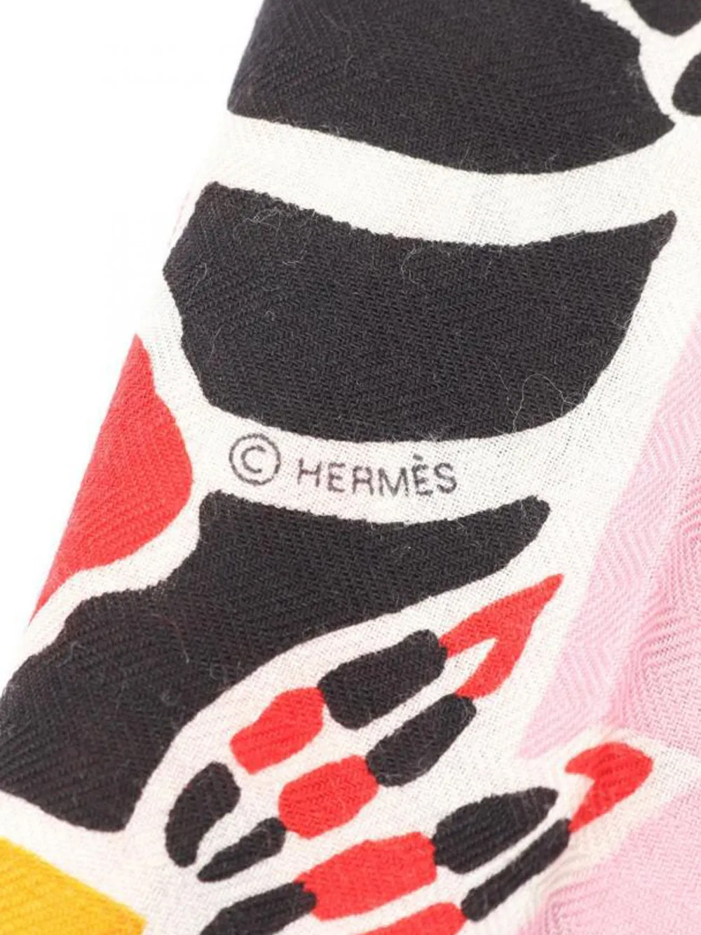 Pre-owned Hermes 1920 Bingata 140 Scarf In Black