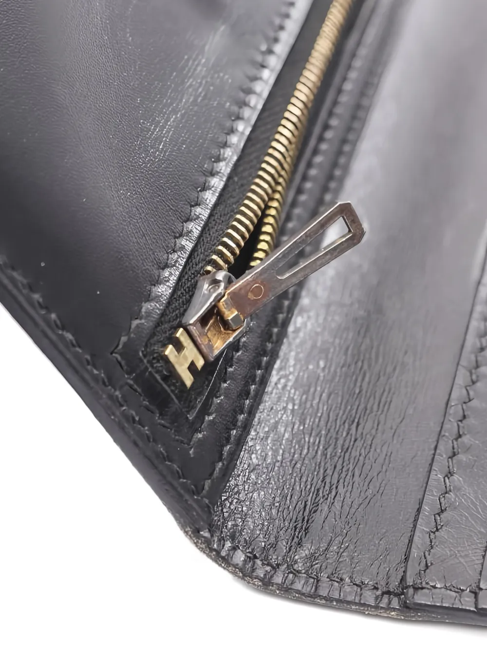 Pre-owned Hermes 2002 Bear Souffle Wallet In Black