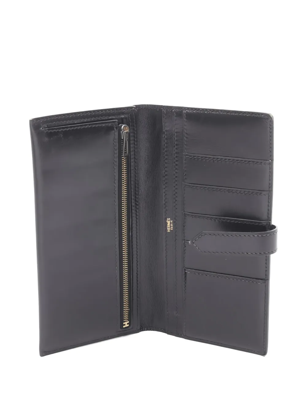 Pre-owned Hermes 2002 Bear Souffle Wallet In Black
