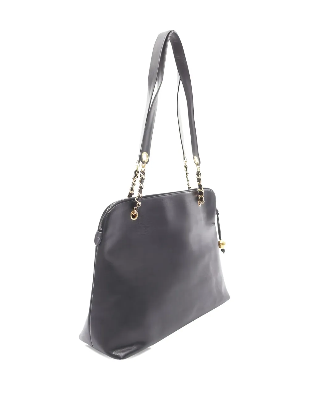 Pre-owned Chanel Big Coco Mark Caviar-leather Chain Shoulder Bag In Black
