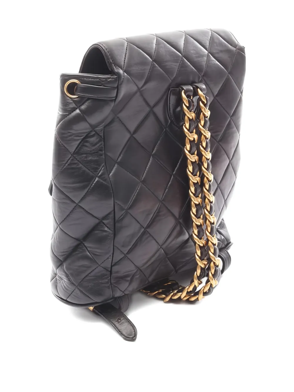 Pre-owned Chanel Matelassé Leather Backpack In Black