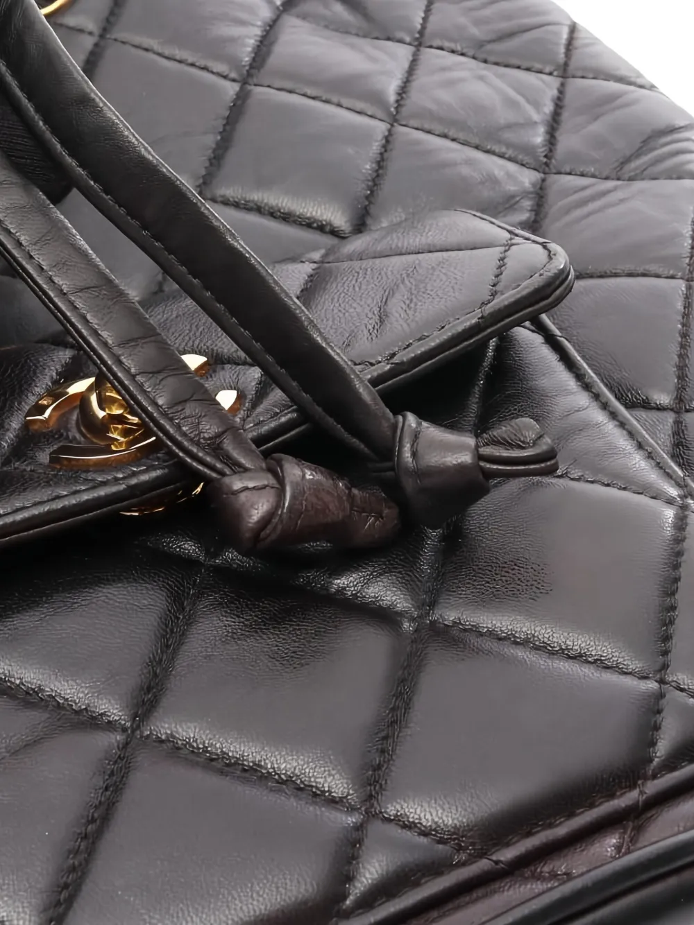 Pre-owned Chanel Matelassé Leather Backpack In Black