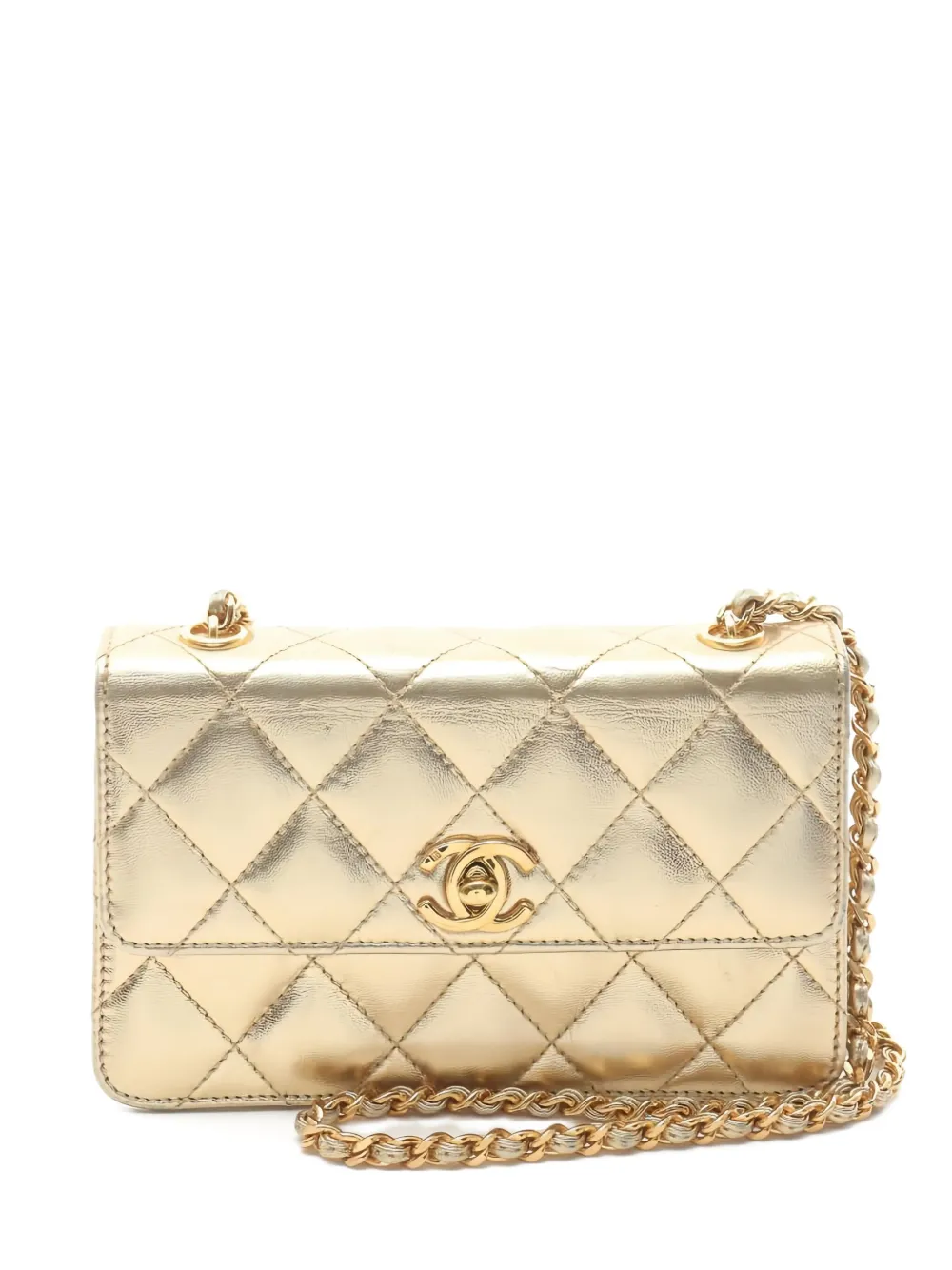 CHANEL Pre-Owned マテラッセ ショルダーバッグ ミニ - ゴールドトーン CHANEL Pre-Owned マテラッセ ショルダーバッグ ミニ - ゴールドトーン