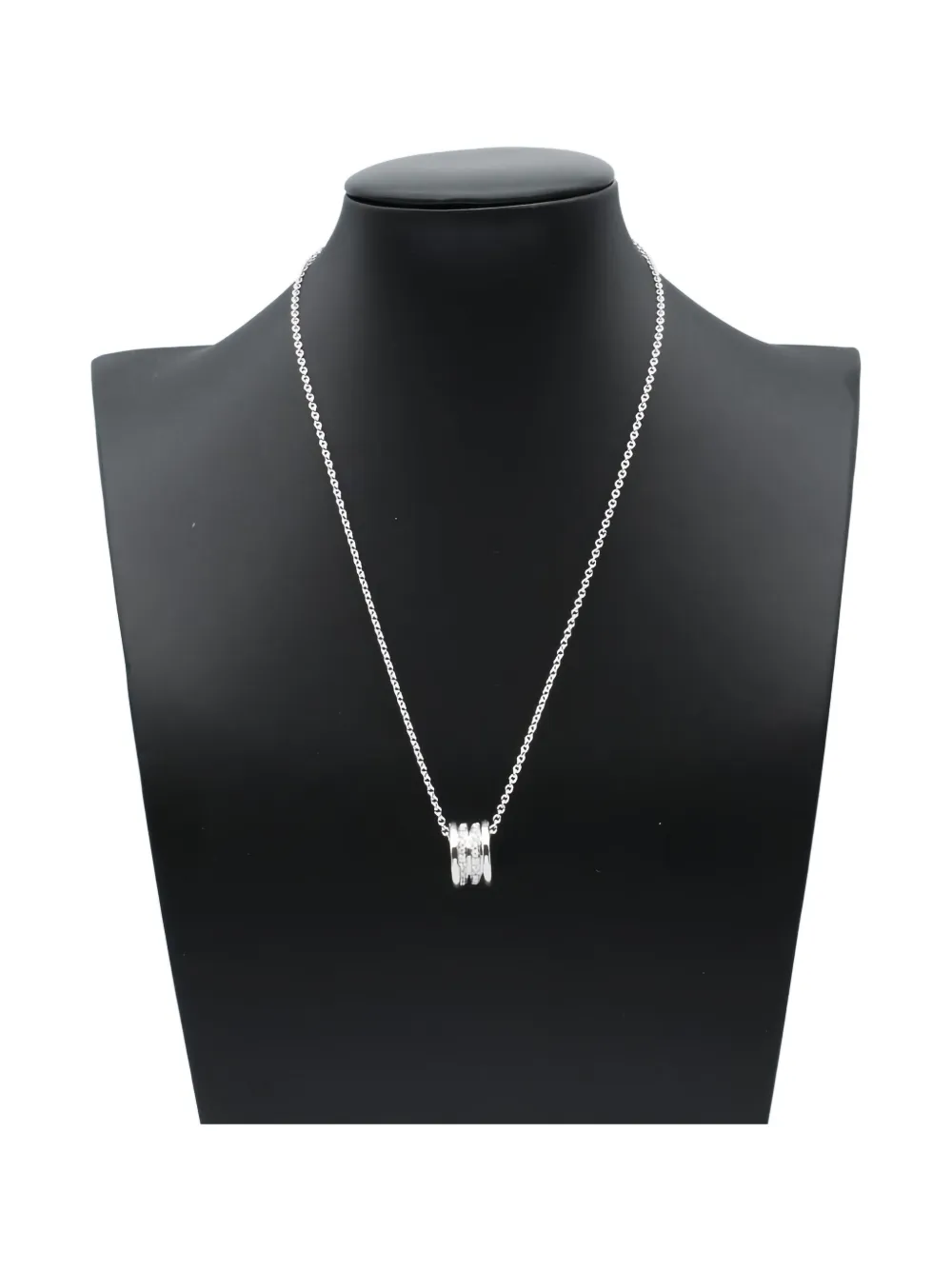Bvlgari Pre-Owned 18K white gold B-zero1 diamond necklace - シルバートーン Bvlgari Pre-Owned 18K white gold B-zero1 diamond necklace - シルバートーン