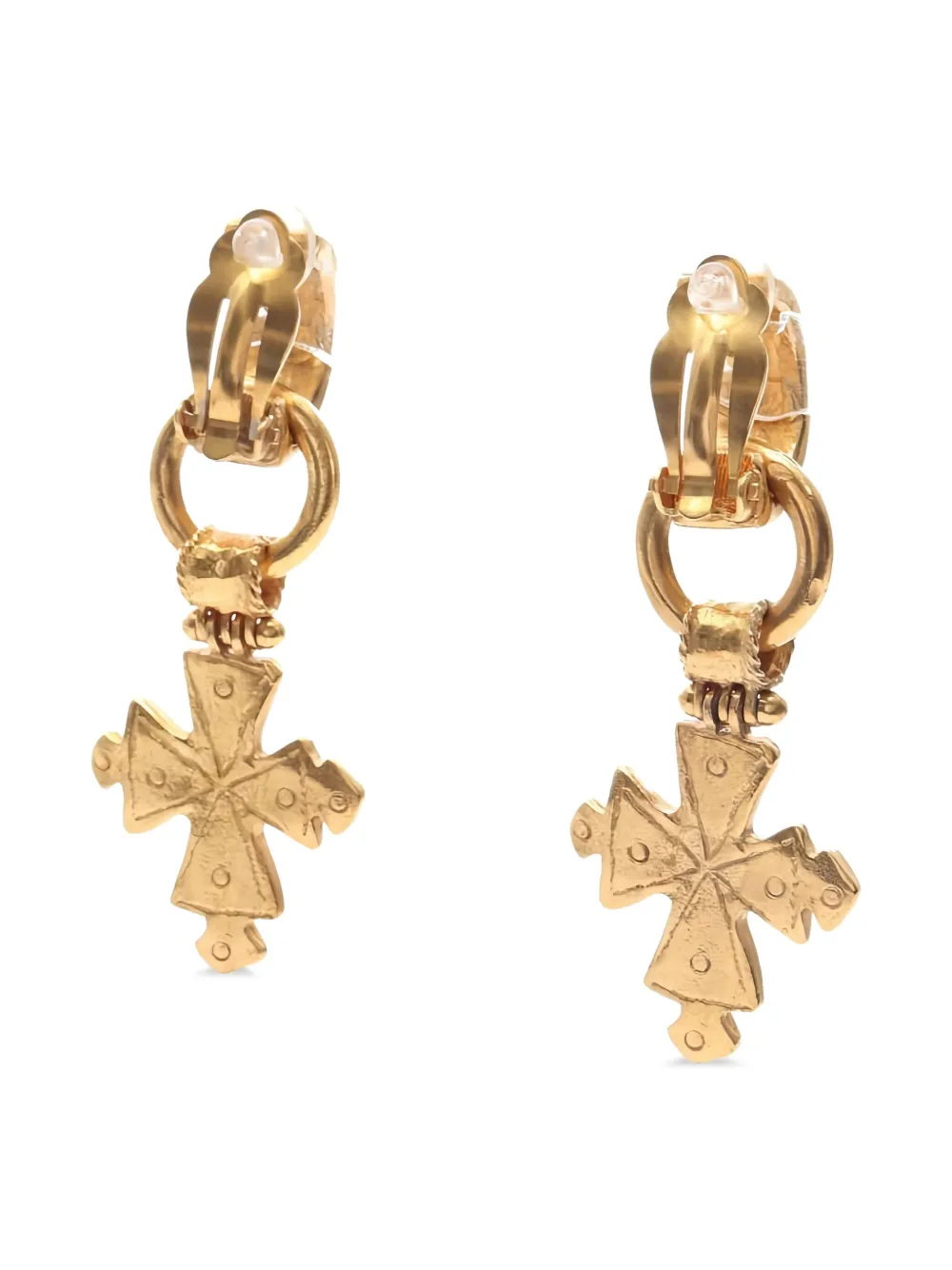 CHANEL Pre-Owned 1986-1988 CC cross-design clip-on earrings | Image 2