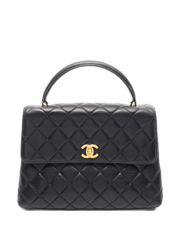 CHANEL Pre-Owned 1996~1997 Matelassé Top Handle Bag | Black