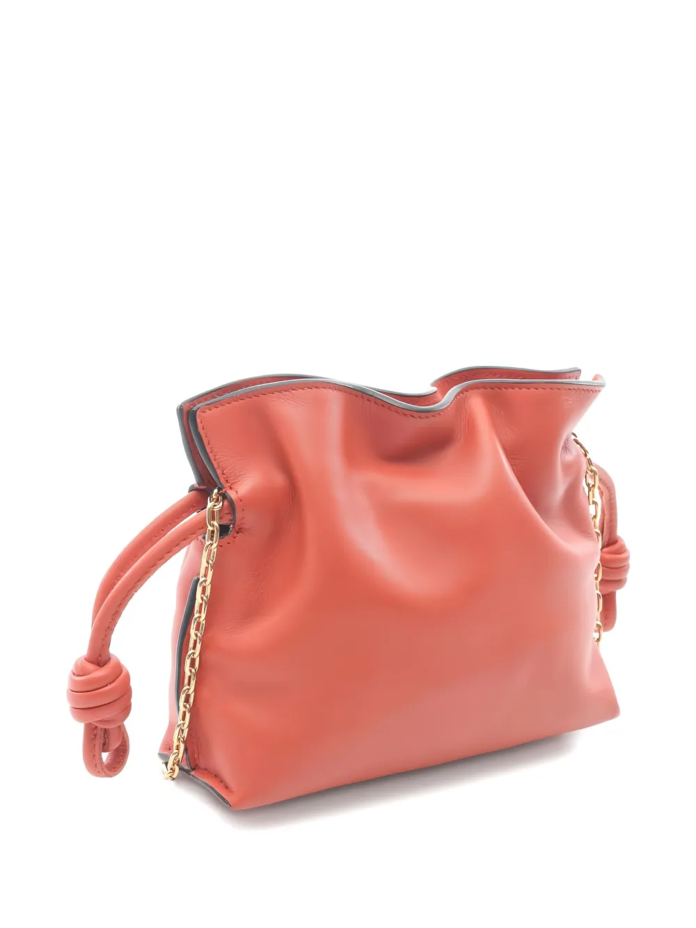 Pre-owned Loewe Flamenco Knot-detail Chain Shoulder Bag In Orange